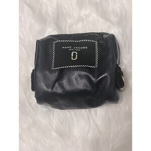 MARC JACOBS J Logo Black Cosmetic Bag Makeup Pouch Leopard Metallic Gold